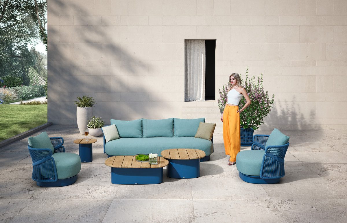 Aio Outdoor Conversation Set Teak Patio Sofa, 6 Pieces Patio Furniture