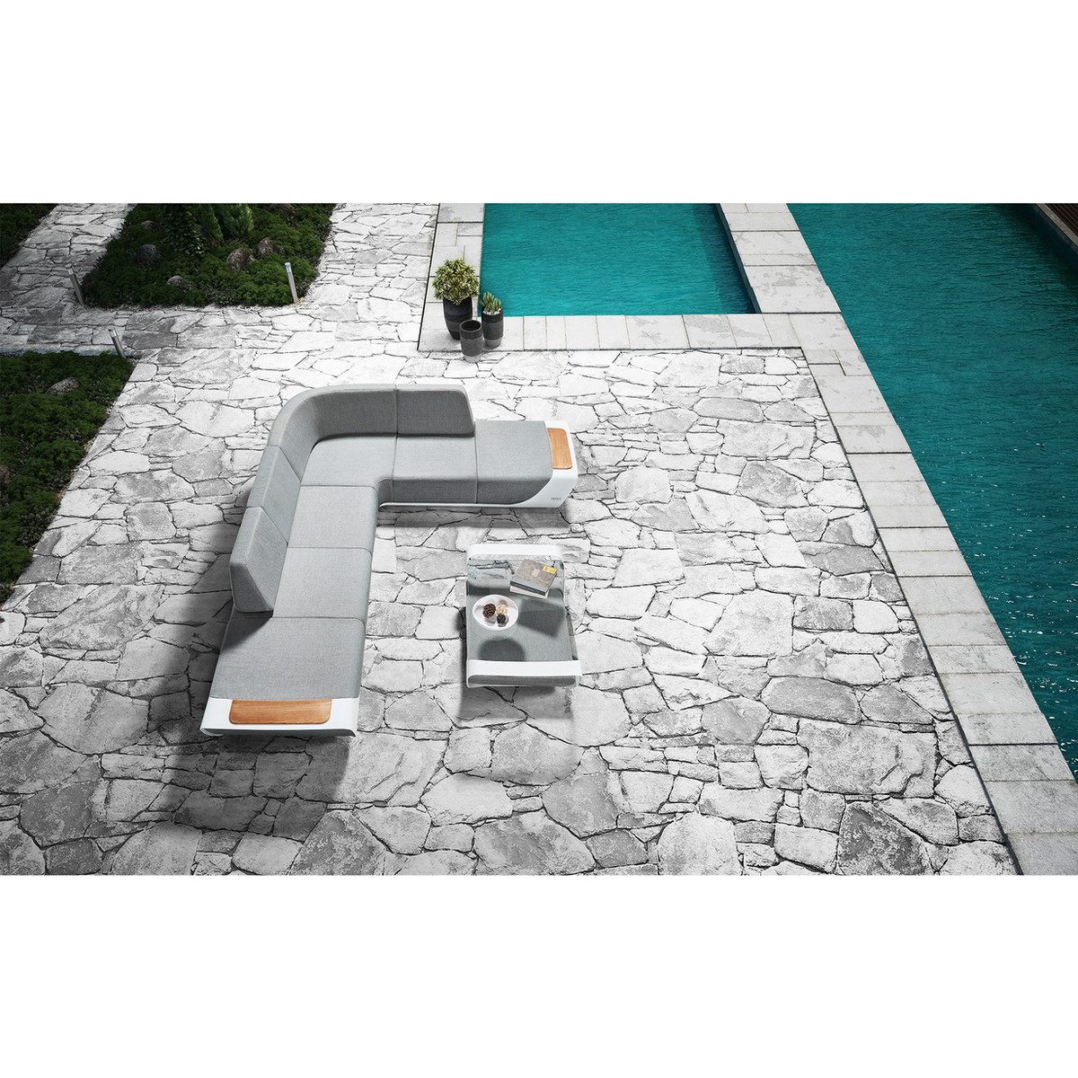 Onda Outdoor Sectional Sofa Short Back For 6 Persons