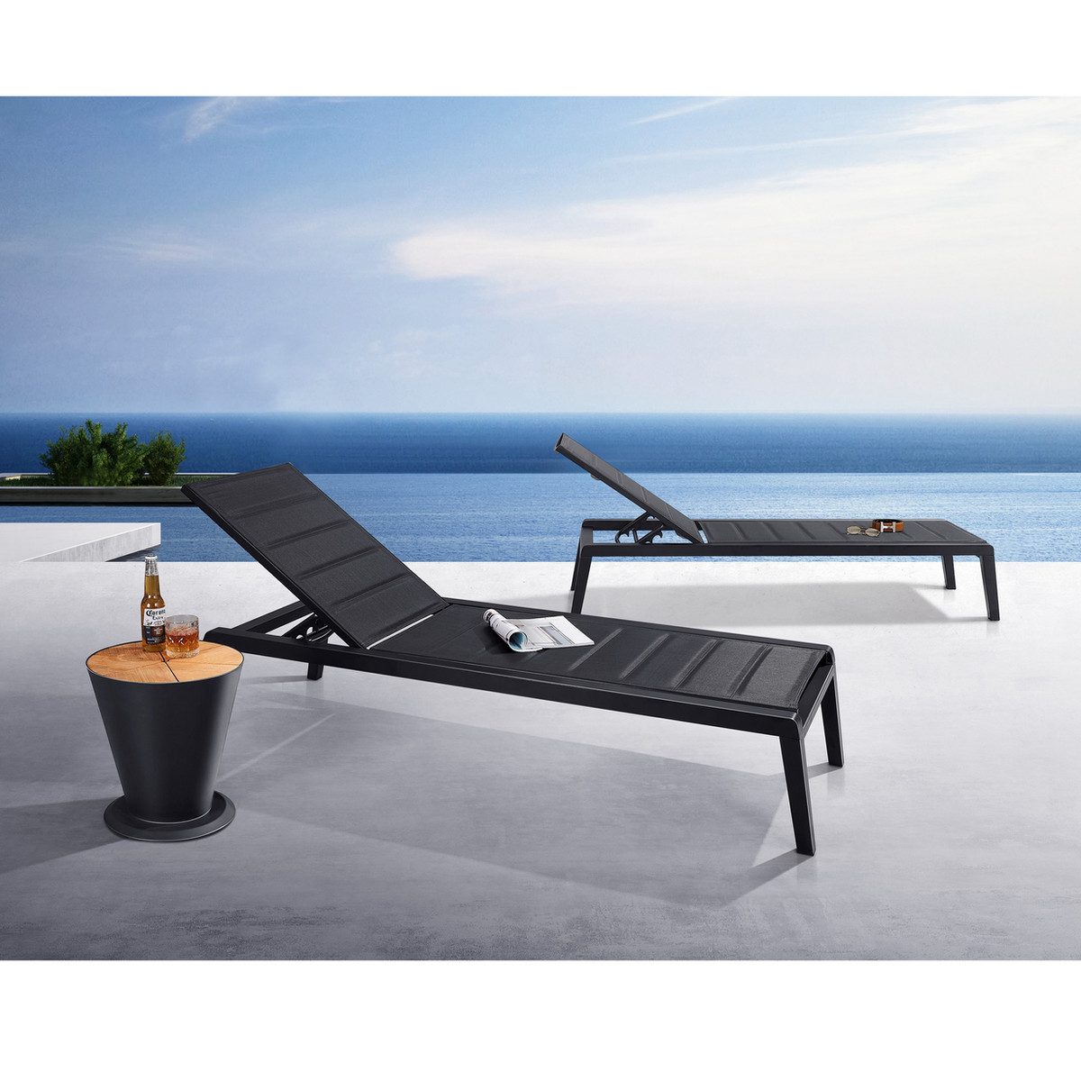 Emoti Aluminum Outdoor Chaise Lounge, Set of 2
