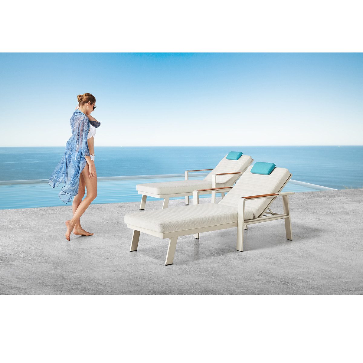 Nofi Outdoor Chaise Lounger Grey Aluminum